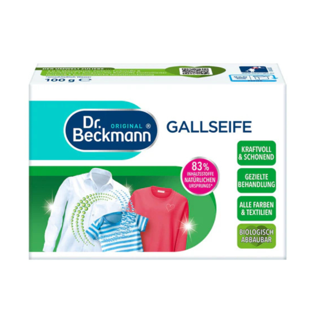 Mydło na plamy "Gall soap Dr. Beckmann". Środki czystości. Mydło galasowe dr. beckmann skutecznie usuwa z ubrań i tkanin uporczywe plamy, w tym z tłuszczu, atramentu i wina.