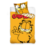 Pościeli dziecięcej "Garfield". Pościel Dla Dzieci, 140x200 cm. Pomarańczowa pościel z motywem garfielda z dużym wzorem garfielda
