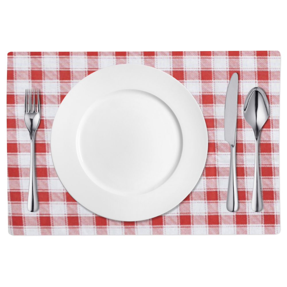 Podkładki na stół „Picnic placemat“ 1 szt.. Lniane obrusy, 30x45 cm. Czerwono-białe podkładki stołowe z wzorem w kratkę, wykonane z wysokiej jakości bawełny.