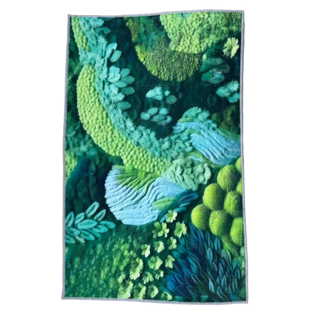  Dywaniki łazienkowe "Rectangle Gouache". Maty łazienkowe, 50x80 cm. Bujna zielona mata kąpielowa przypominająca żywe leśne podłoże.